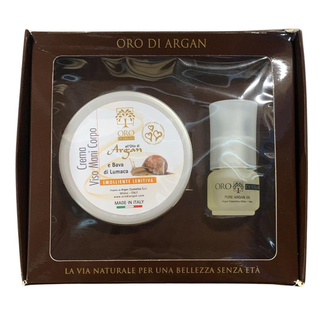 Crema Viso Mani Corpo Bava di Lumaca 150ml | Olio Puro di Argan 15ml